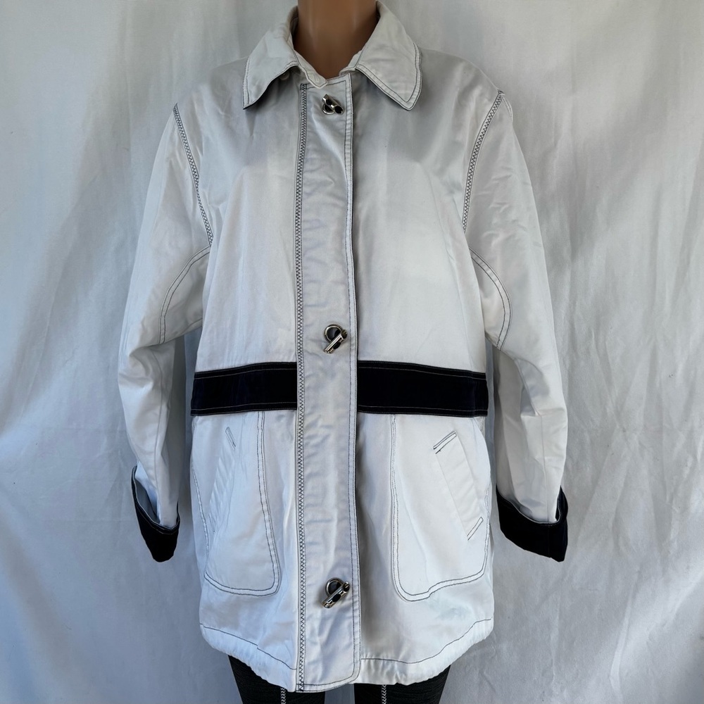 TARA VANESSA Hooded Beach Combing Rain Jacket L Paris Milan New York - Picture 1 of 14